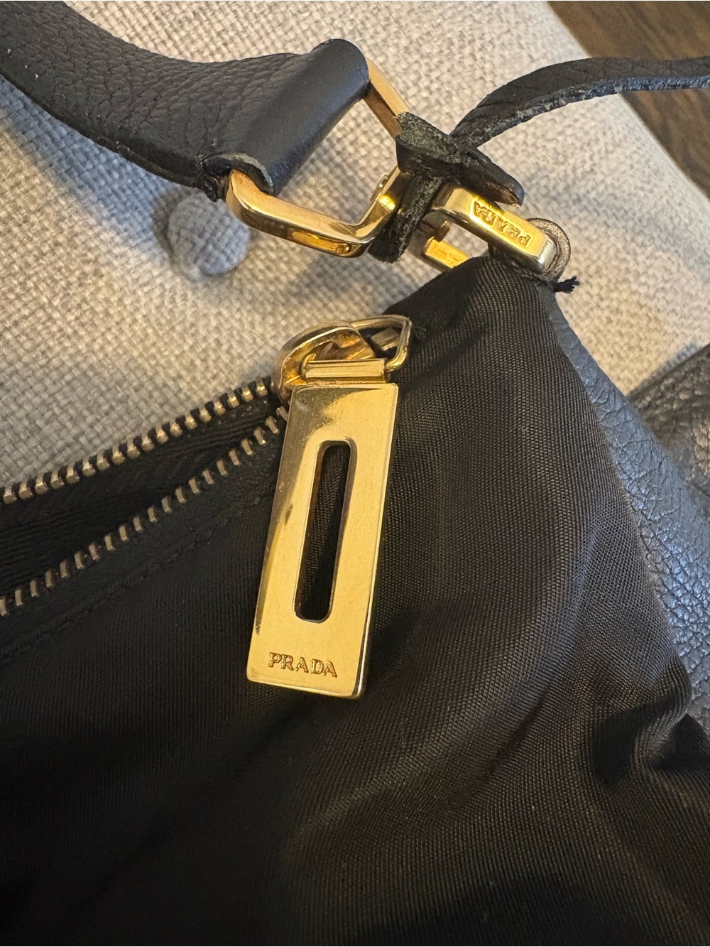 Prada Black Nylon and Leather shoulder bag with Gold Hardware - Picture 6 of 12